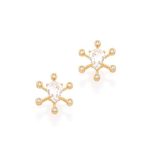 GOLD EARRING WITH CRYSTAL AND ZIRCONIA