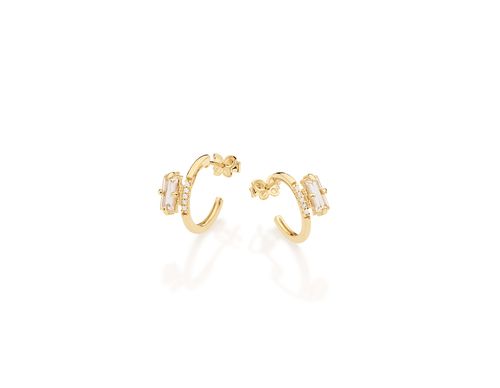 GOLD EARRING WITH CRYSTAL AND ZIRCONIA