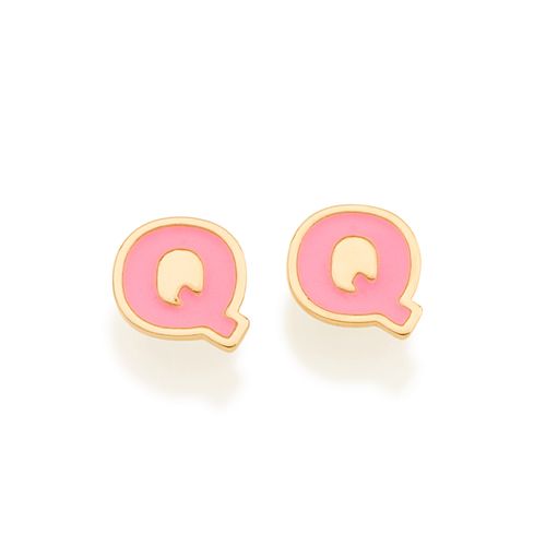 GOLD KID'S EARRING-LETTER Q
