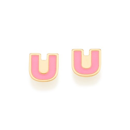GOLD KID'S EARRING-LETTER U