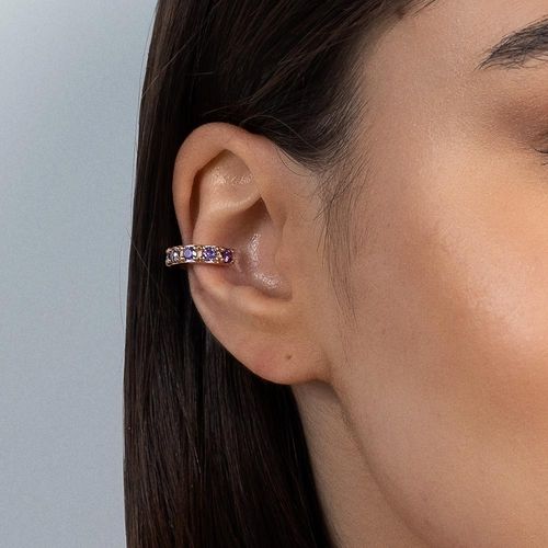 GOLD PRESSURE PIERCING EARRING WITH ZIRCONIA