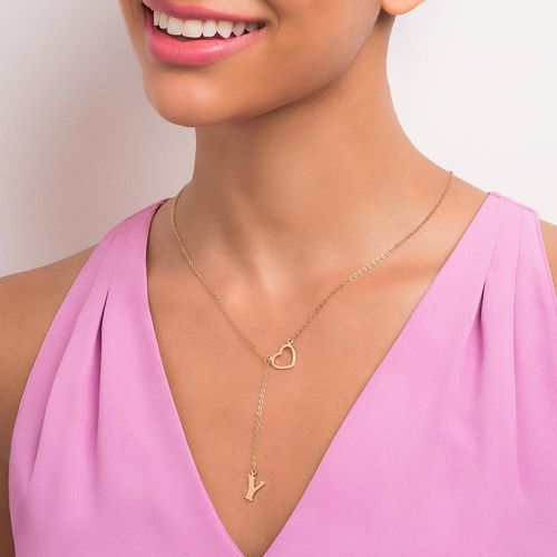 GOLD LETTER AND HEART Y NECKLACE-LETTER Y