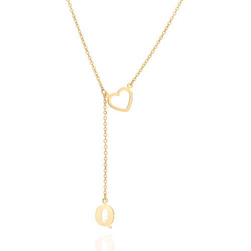 GOLD LETTER AND HEART Y NECKLACE-LETTER Q