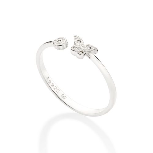 SILVER 925 BUTTERFLY SKINNY RING