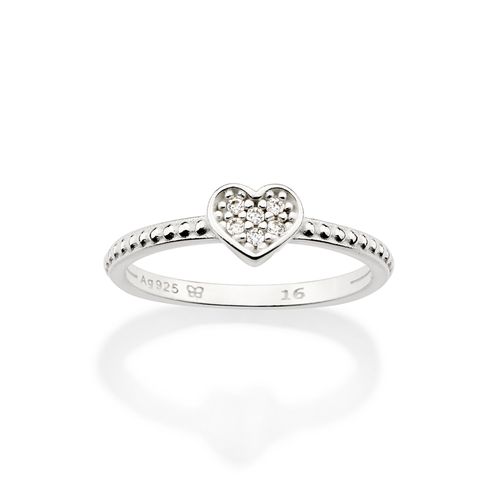 SILVER MINI HEART SKINNY RING