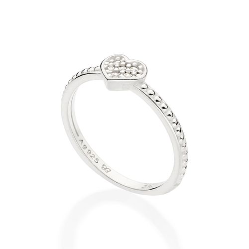 SILVER MINI HEART SKINNY RING