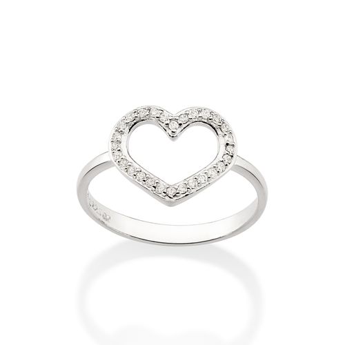 SILVER HOLLOW HEART SKINNY RING