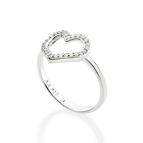 SILVER HOLLOW HEART SKINNY RING
