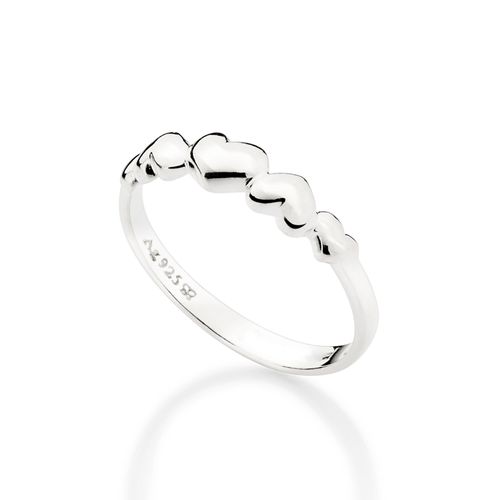 SILVER 925 MULTIPLE HEARTS SKINNY RING