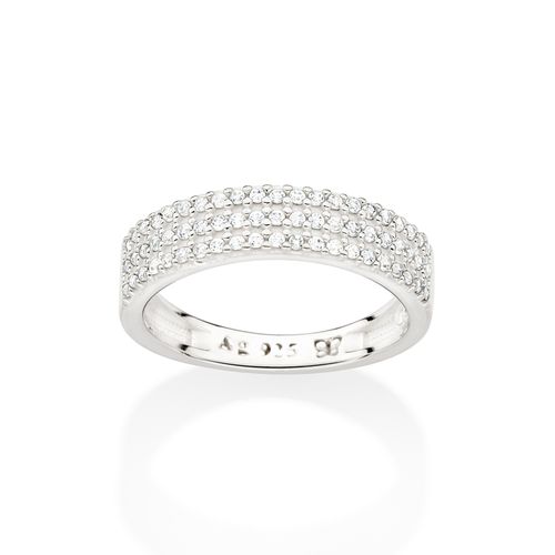 SILVER RING WEDDDING WITH ZIR