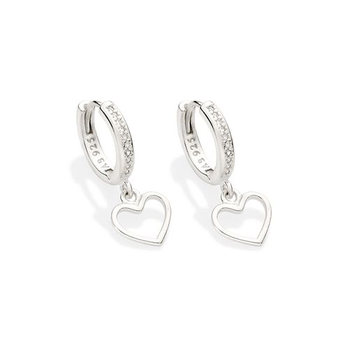 SILVER 925 HEART HUGGIE EARRINGS
