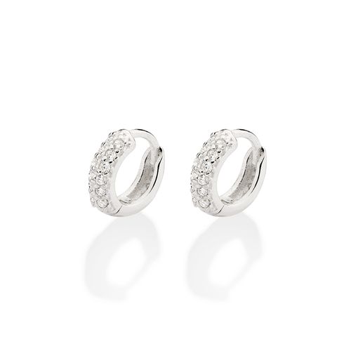 SILVER 925 STUDDED HUGGIE  EARRINGS
