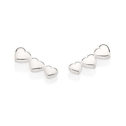 SILVER 925 THREE HEARTS EAR CUFF