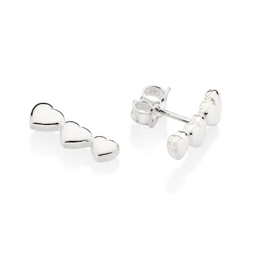 SILVER 925 THREE HEARTS EAR CUFF