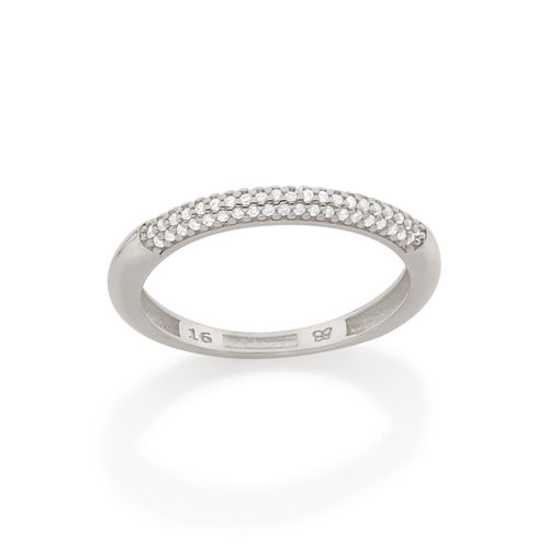 RHODIUM HALF STUDDED RING