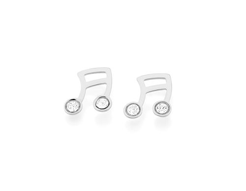RHODIUM PLATED EARRING WITH CRYSTAL