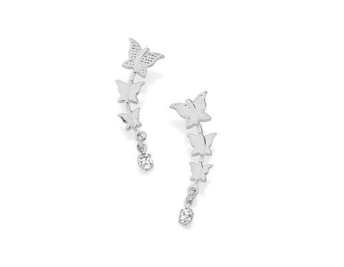 RHODIUM PLATED EARRING WITH CRYSTAL