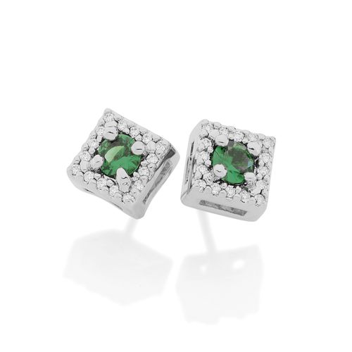RHODIUM LUCID DREAMS EARRING IN GREEN
