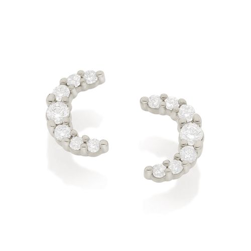 RHODIUM CRESCENT MOON EARRING