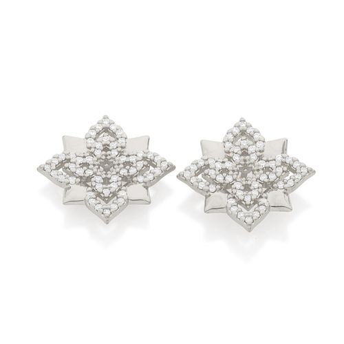 RHODIUM PLATED EARRING WITH ZIRCONIA