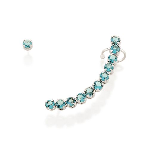 RHODIUM LONG EAR CUFF IN TEAL