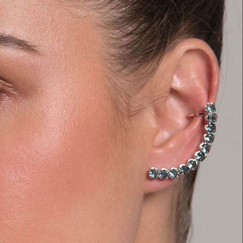 RHODIUM LONG EAR CUFF IN TEAL