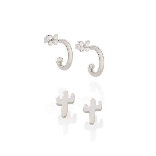 RHODIUM CACTUS EARRING KIT