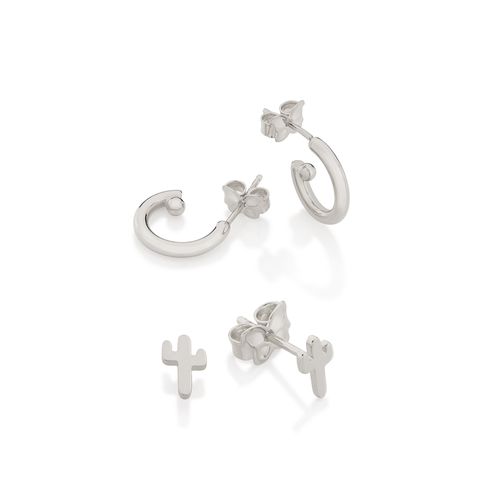 RHODIUM CACTUS EARRING KIT