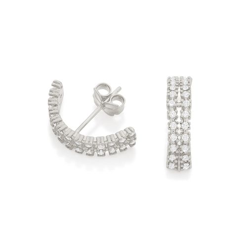 RHODIUM PLATED EARRING WITH ZIRCONIA