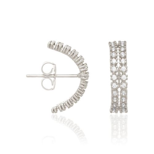 RHODIUM PLATED EARRING WITH ZIRCONIA
