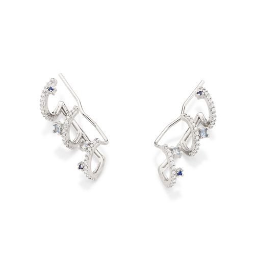 RHODIUM PLATED EARRING WITH ZIRCONIA
