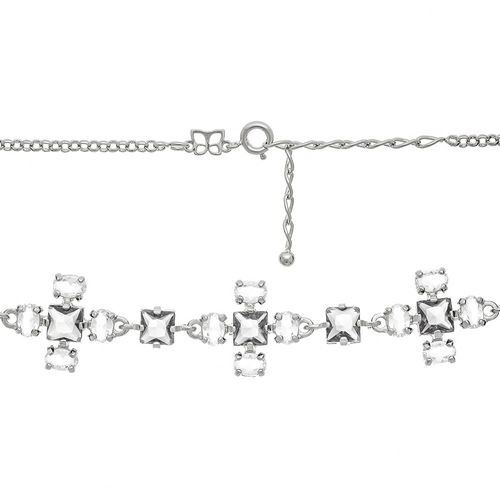 RHODIUM PLATED CHAIN WITH CRYSTAL