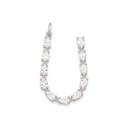 RHODIUM PLATED PENDANT WITH ZIRCONIA-LETTER U