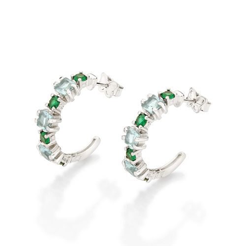 PLATINUM GREEN HOPE HOOP EARRINGS