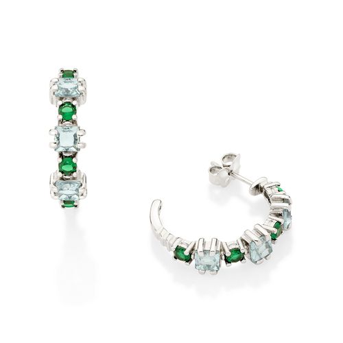 PLATINUM GREEN HOPE HOOP EARRINGS