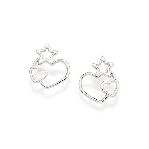 PLATINUM HEARTS AND STARTS STUD EARRINGS