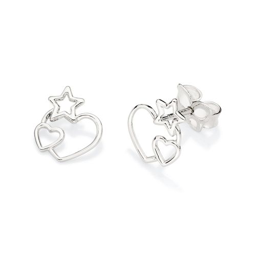 PLATINUM HEARTS AND STARTS STUD EARRINGS