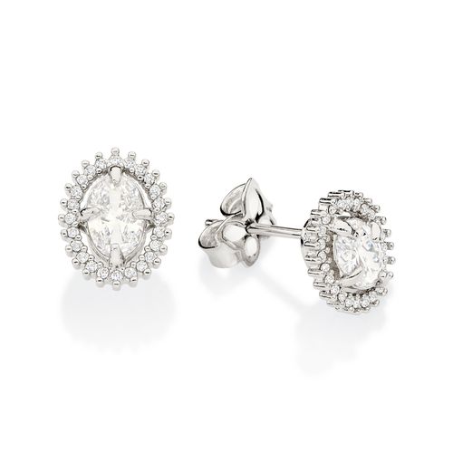 PLATINUM TOGETHER AGAIN STUD EARRINGS IN WHITE