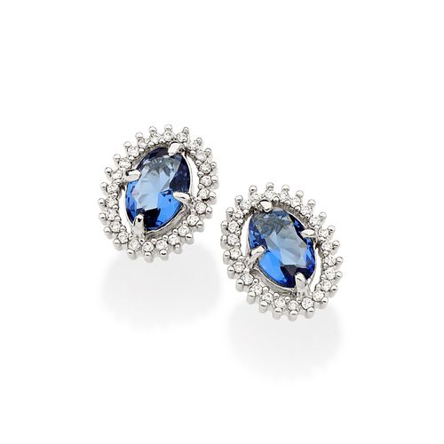 PLATINUM TOGETHER AGAIN STUD EARRINGS IN BLUE