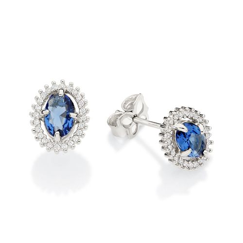 PLATINUM TOGETHER AGAIN STUD EARRINGS IN BLUE