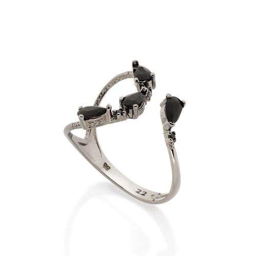 BLACK RHODIUM RING WITH CRYSTAL AND ZIRCONIA