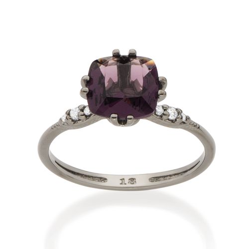 BLACK RHODIUM RING WITH CRYSTAL AND ZIRCONIA