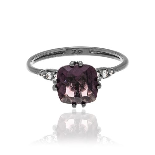 BLACK RHODIUM RING WITH CRYSTAL AND ZIRCONIA