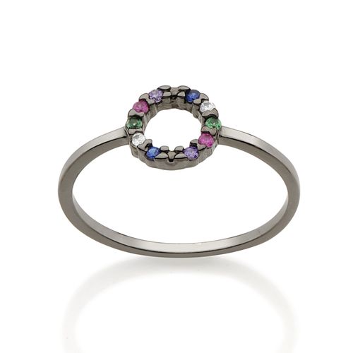 BLACK RHODIUM RING WITH ZIRCONIA