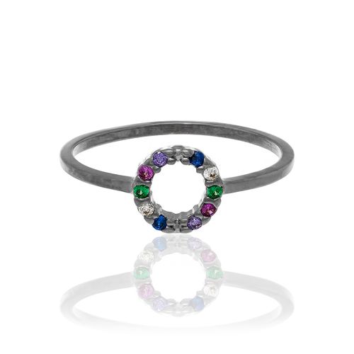 BLACK RHODIUM RING WITH ZIRCONIA