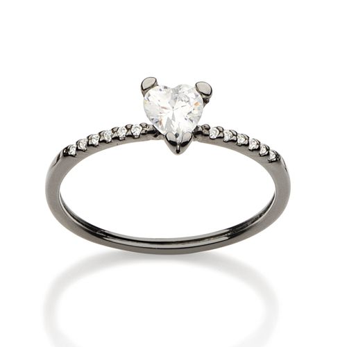 BLACK RHODIUM RING WITH ZIRCONIA