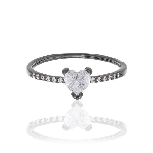 BLACK RHODIUM RING WITH ZIRCONIA