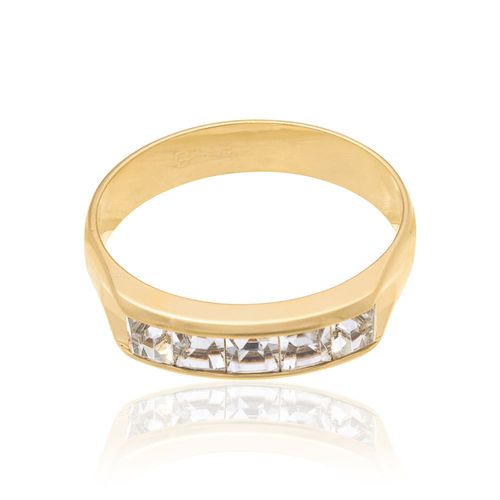 GOLD HALF WEDDING RING WITH CRYSTALS