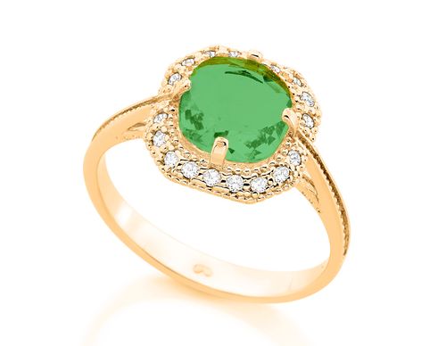 GOLD RING WITH CRYSTAL AND ZIRCONIA