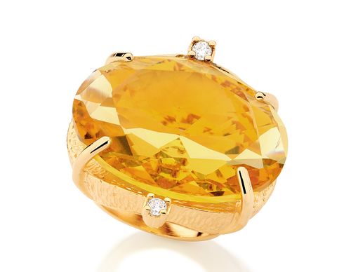 GOLD RING WITH CRYSTAL AND ZIRCONIA
